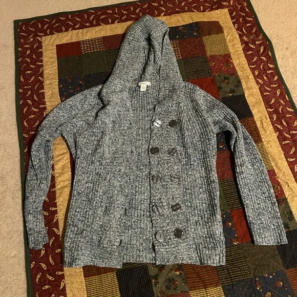 Dressbarn Blue and Gray Hooded Sweater - Size XL - Picture 3 of 7